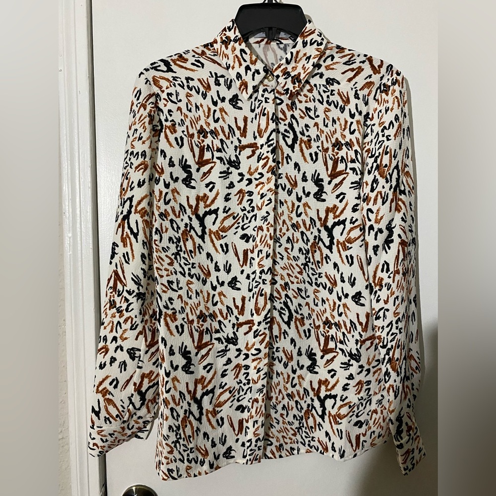 MM Lafleur Lagarde Shirt - Pebble Crepe in Leopard Sketch